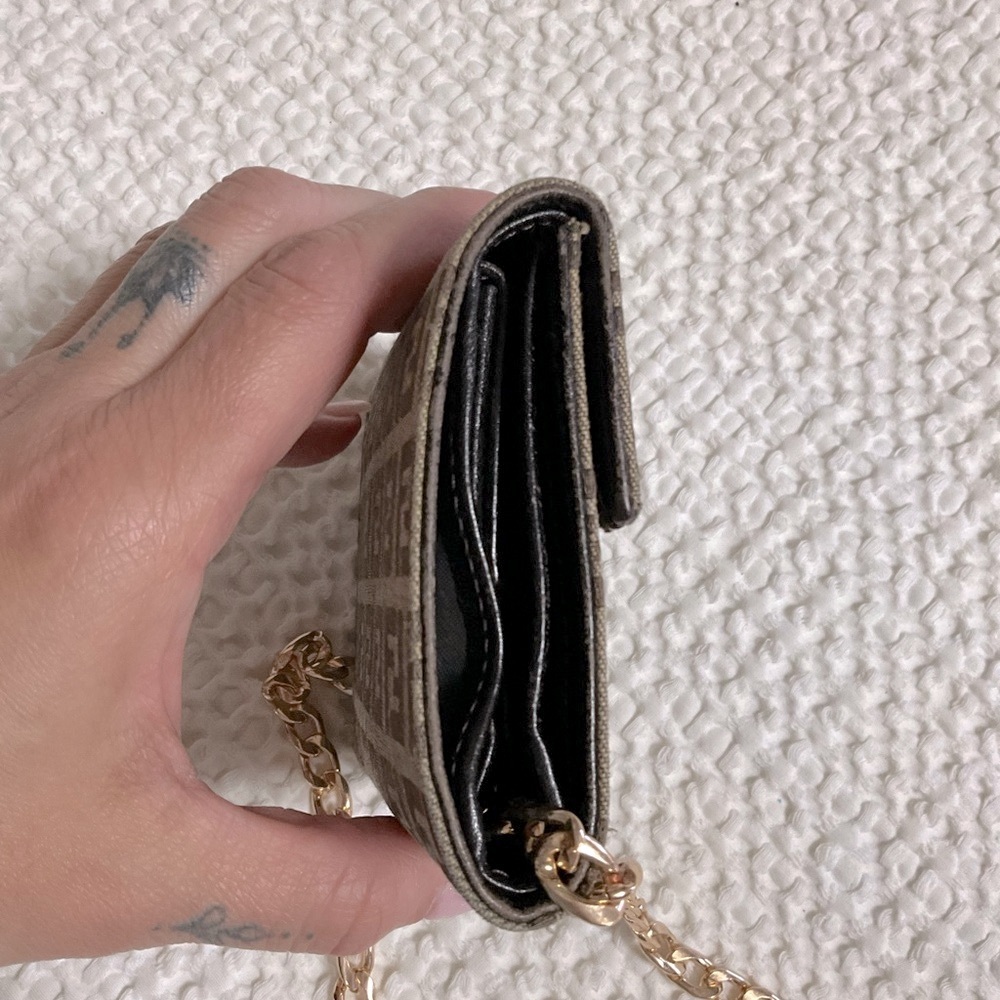 Fendi Brown Monogram Wallet with Gold Chain - Picture 3 of 16